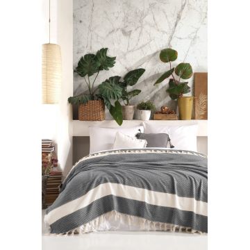 Cuvertura Double Pique, 200x230 cm, 100% bumbac, Seritli, Viaden, antracit Cuvertura Double Pique, 200x230 cm, 100% bumbac, Seritli, Viaden, antracit