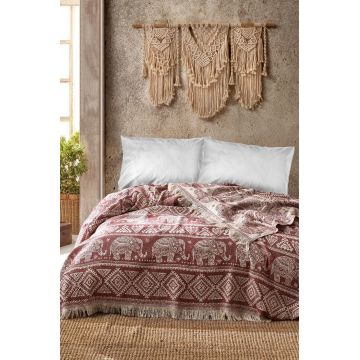 Cuvertura Double Pique, 220x240 cm, 100% bumbac, Fil, Viaden, rosu claret Cuvertura Double Pique, 220x240 cm, 100% bumbac, Fil, Viaden, rosu claret