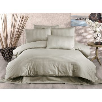 Lenjerie de pat pentru o persoana, 2 piese, 135x200 cm, 100% bumbac satinat, Whitney, Lilyum, cappuccino