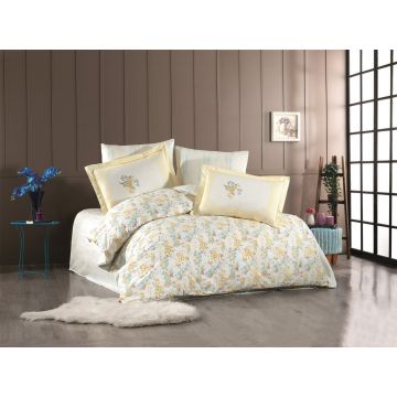 Lenjerie de pat pentru o persoana, 3 piese, 160x220 cm, 100% bumbac poplin, Hobby, Perla, galben