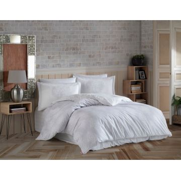 Lenjerie de pat pentru o persoana, 3 piese, 160x220 cm, 100% bumbac poplin, Hobby, Rachel, gri Lenjerie de pat pentru o persoana, 3 piese, 160x220 cm, 100% bumbac poplin, Hobby, Rachel, gri