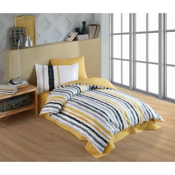 Lenjerie de pat pentru o persoana, 3 piese, 160x220 cm, 100% bumbac poplin, Hobby, Trend, portocaliu