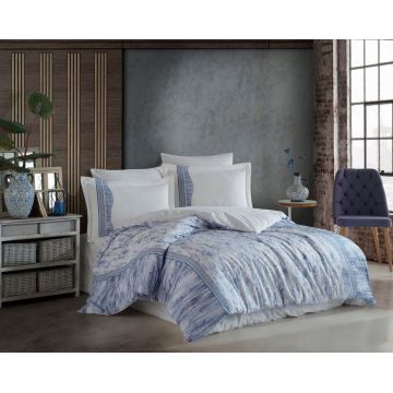 Lenjerie de pat pentru o persoana, 3 piese, 160x220 cm, 100% bumbac poplin, Hobby, Ventura, albastru Lenjerie de pat pentru o persoana, 3 piese, 160x220 cm, 100% bumbac poplin, Hobby, Ventura, albastru