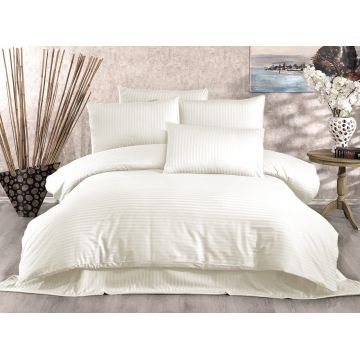 Lenjerie de pat dubla King, 3 piese, 200x220 cm, 100% bumbac satinat, Whitney, Lilyum, crem