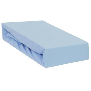 Cearceaf impermeabil cu elastic Qmini pentru patut 120x60 cm din jerseu Blue