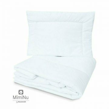 Set lenjerie patut 5 piese MimiNu Cu volanase pilota si perna din bumbac 120x60 cm Design Powdery Pink Ballerina