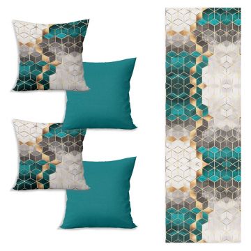 Set napron și 4 fețe de pernă Optic - Minimalist Cushion Covers