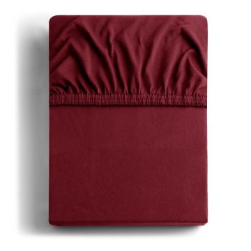 Cearceaf burgundy din jerseu cu elastic 160x200 cm Amber – DecoKing