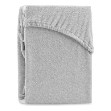 Cearceaf gri deschis din frotir cu elastic 240x220 cm Ruby – Restilo