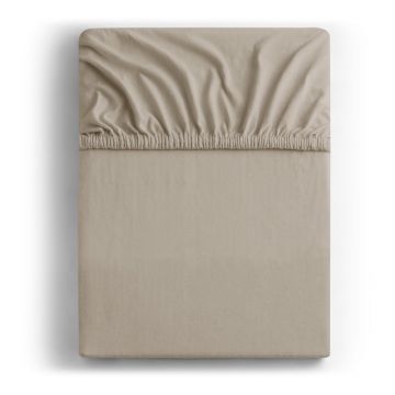 Cearceaf maro deschis din jerseu cu elastic 220x200 cm Amber – Restilo