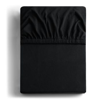 Cearceaf negru din jerseu cu elastic 180x200 cm Amber – DecoKing