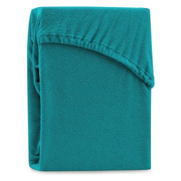 Cearceaf verde închis/albastru din frotir cu elastic 140x200 cm Ruby – Restilo