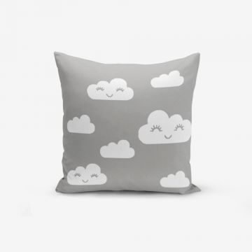 Față de pernă cu amestec din bumbac Minimalist Cushion Covers Grey Background Cloud, 45 x 45 cm