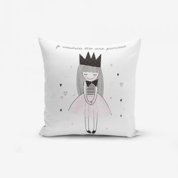 Față de pernă cu amestec din bumbac Minimalist Cushion Covers Je Noudrais Etre Une Princesse, 45 x 45 cm