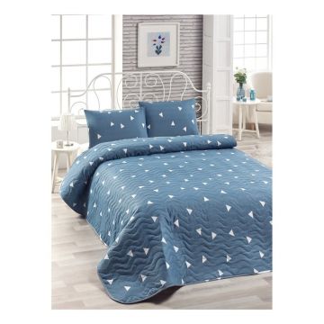 Set cuvertură de pat și față de pernă Mismo Cula, 160 x 220 cm, albastru