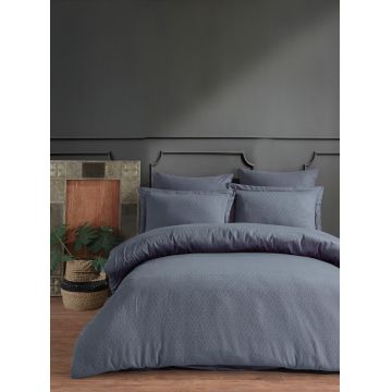 Lenjerie de pat din bumbac Satinat Catena Gri Inchis, 200 x 220 cm
