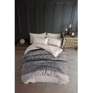 Lenjerie de pat pentru o persoana, Eponj Home, Creative 143EPJ04411, 2 piese, amestec bumbac, gri