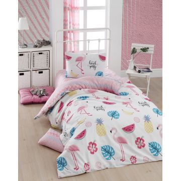 Lenjerie de pat pentru o persoana, Eponj Home, Kokteyl 143EPJ01909, 2 piese, amestec bumbac, multicolor