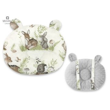 Perna bebelusi MimiNu Ursulet Multifunctionala cu doua fete Design Minky Calm Forest Natural