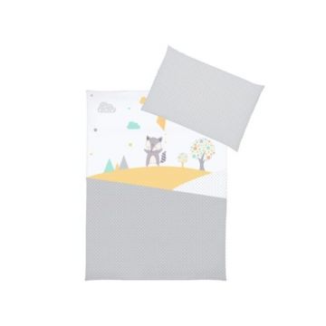 Klups - Lenjerie 3 piese Raccoon din Bumbac, 135x100 cm