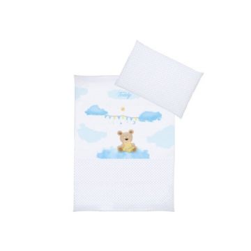 Klups - Lenjerie 3 piese Teddy din Bumbac, 135x100 cm, Albastru