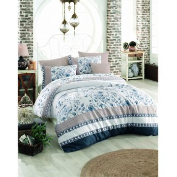 Lenjerie de pat dubla king size, Pearl Home, 172PRL62287, 3 piese, bumbac ranforce, multicolor