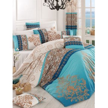 Lenjerie de pat dubla king size, Pearl Home, 172PRL68417, 3 piese, bumbac ranforce, multicolor