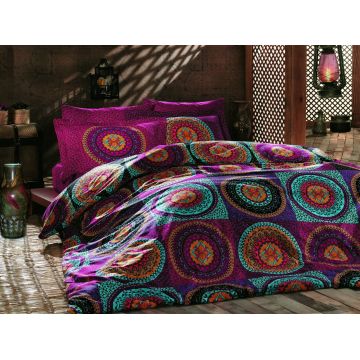 Lenjerie de pat pentru o persoana, Primacasa by Turkiz, Gipsy 182TRK02220, 2 piese, bumbac ranforce, multicolor