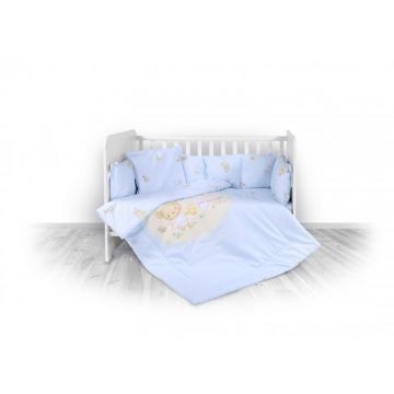 Lorelli - Set lenjerie pat 7 piese Lily, bumbac ranforce, Bear Party Blue