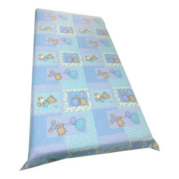 Cearsaf cu elastic pe colt 120x60 cm cu imprimeu - ursuleti albastri