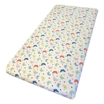 Cearsaf cu elastic pe colt 120x60 cm cu imprimeu - Fluturasi