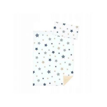 Klups - Lenjerie 2 piese V106 Medium, Cu 2 fete, din Bumbac, 100x75 cm, Alb/Bej