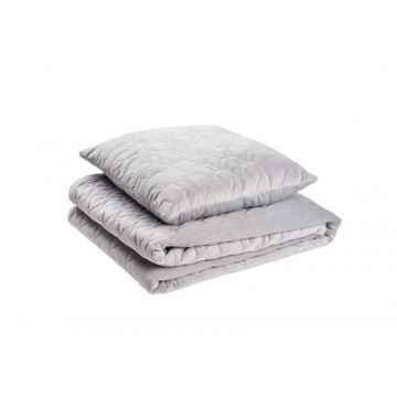 Paturica fermecata - Set cuvertura si 2 pernute minky Velvet gri 150x200 cm