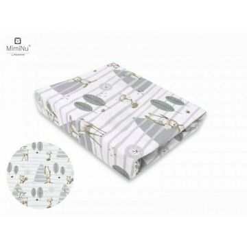 Miminu - Cearceaf cu elastic pentru patut leagan sau patut co-sleeper, Dimensiune 90x40 cm, Din bumbac certificat Oeko Tex Standard 100, Forest