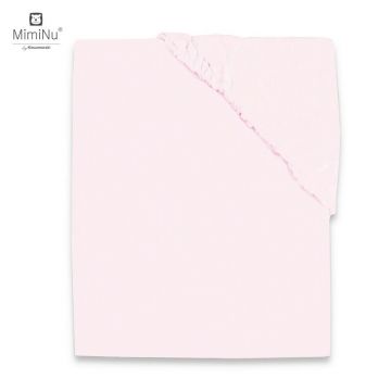 MimiNu - Cearceaf Jerse cu elastic, Pentru patut de dimensiunea 120X60 cm, Material certificat Oeko Tex Standard 100, Light Pink