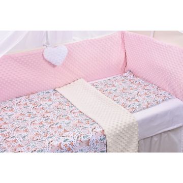 Paturica fermecata - Lenjerie 3 piese patut 120x60 cm model pisicute si plus crem