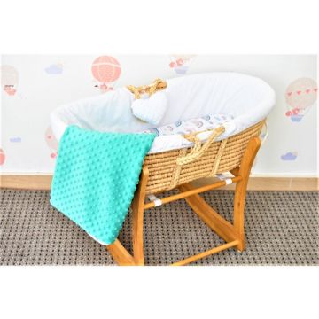 Paturica fermecata - Lenjerie cosulet 2 piese model curcubee si minky turquoise