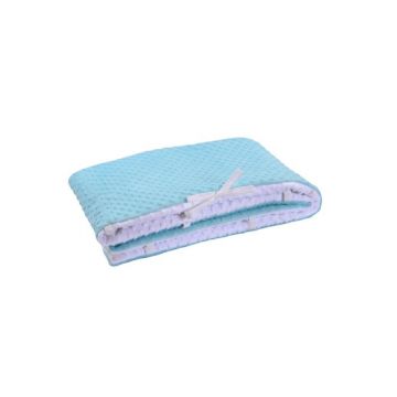 Paturica fermecata - Set complet aparatori groase clasic minky alb bleu 360 cm