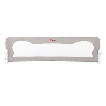 Protectie laterala pat, Qmini, Rhea, 150 x 42 cm, Inaltimea 42 cm, Instalare usoara, Cu inclinare la 180 grade, Grey