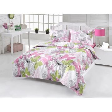 Lenjerie de pat dubla King (EU) Belinda v2, Victoria, 3 piese, 260x220 cm, amestec bumbac, multicolor