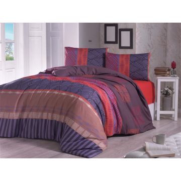 Lenjerie de pat dubla King (EU) İrem Poly, Victoria, 3 piese, 260x220 cm, amestec bumbac, multicolor