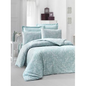 Lenjerie de pat dubla King (EU) Verano - Mint, Victoria, 3 piese, 260x220 cm, bumbac satinat, multicolor