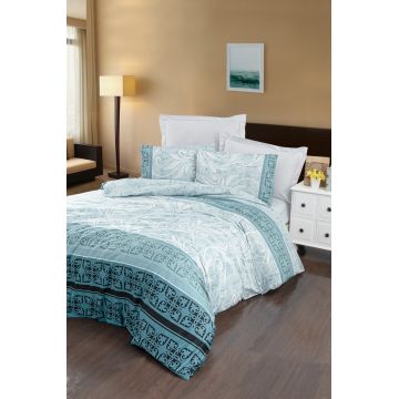 Lenjerie de pat dubla King(FR) Vena - Mint, Victoria, 3 piese, 240x220 cm, bumbac satinat, verde