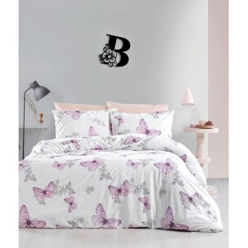 Lenjerie de pat dubla King Quilt(FR) Butterfly, Life Style, 3 piese, 240x220 cm, bumbac ranforce, multicolor
