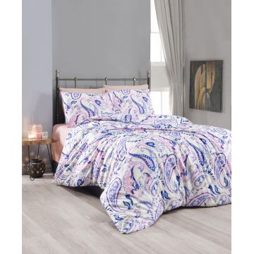 Lenjerie de pat dubla King Quilt(FR) Visual, Life Style, 3 piese, 240x220 cm, bumbac ranforce, multicolor