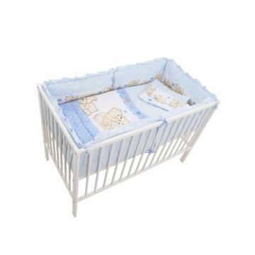 MyKids - Lenjerie pentru patut 120x60, 4+1 Piese, M2, Teddy Friends Albastru