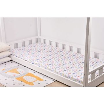 Paturica fermecata - Cearsaf bumbac 100% model fluturasi pat casuta Montessorri 90x200 cm