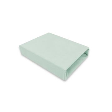 Cearceaf cu elastic, Qmini, Pentru patut leagan sau patut co-sleeper, Dimensiune 90x40 cm, Din bumbac jersey, Material certificat Oeko Tex Standard 100, Cold Mint