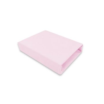 Cearceaf cu elastic, Qmini, Pentru patut leagan sau patut co-sleeper, Dimensiune 90x40 cm, Din bumbac jersey, Material certificat Oeko Tex Standard 100, Pink