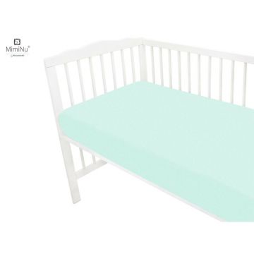 Cearceaf cu elastic MimiNu pentru patut 120X60 cm Cold Mint